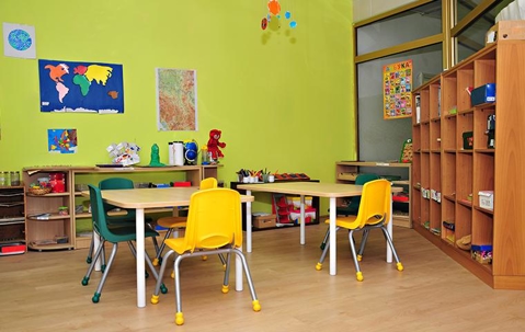 Children's school classroom and play area.